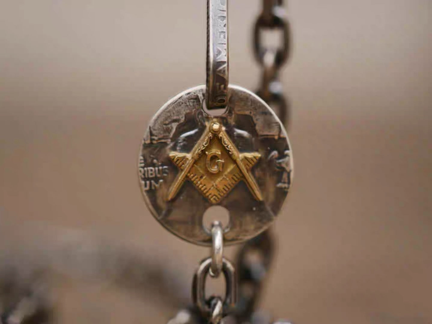 Franklin Half Dollar Silver Coin Masonic Necklace (Chain included)