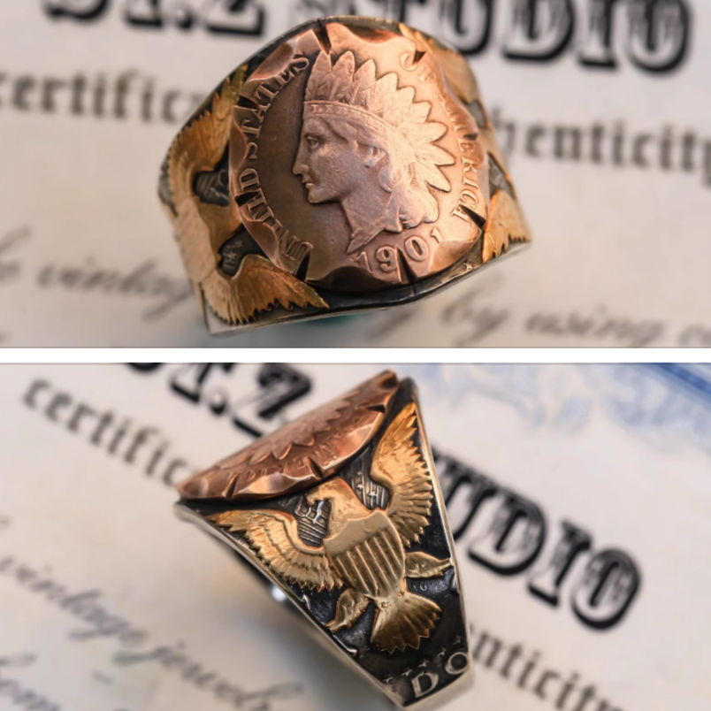 Native American Head Silver Coin Ring – Adjustable Open Design | One Size Fits Most