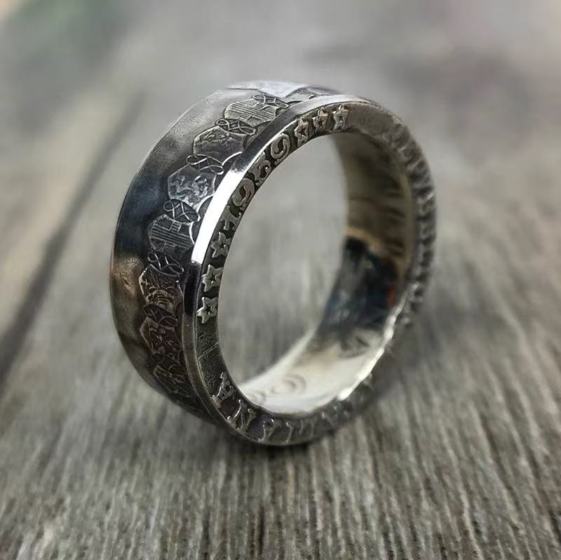 Mongolia Jewelry - Italian Columbus Sailing Ship Silver Coin Ring
