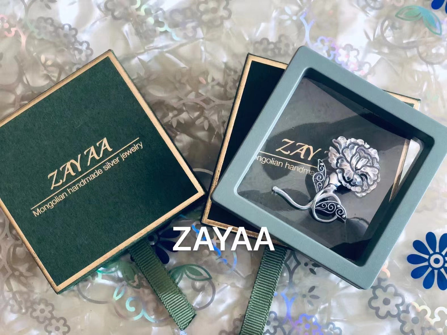 Mongolia Jewelry - Carnation Brooch(Zayaa Handmade Sterling Silver)