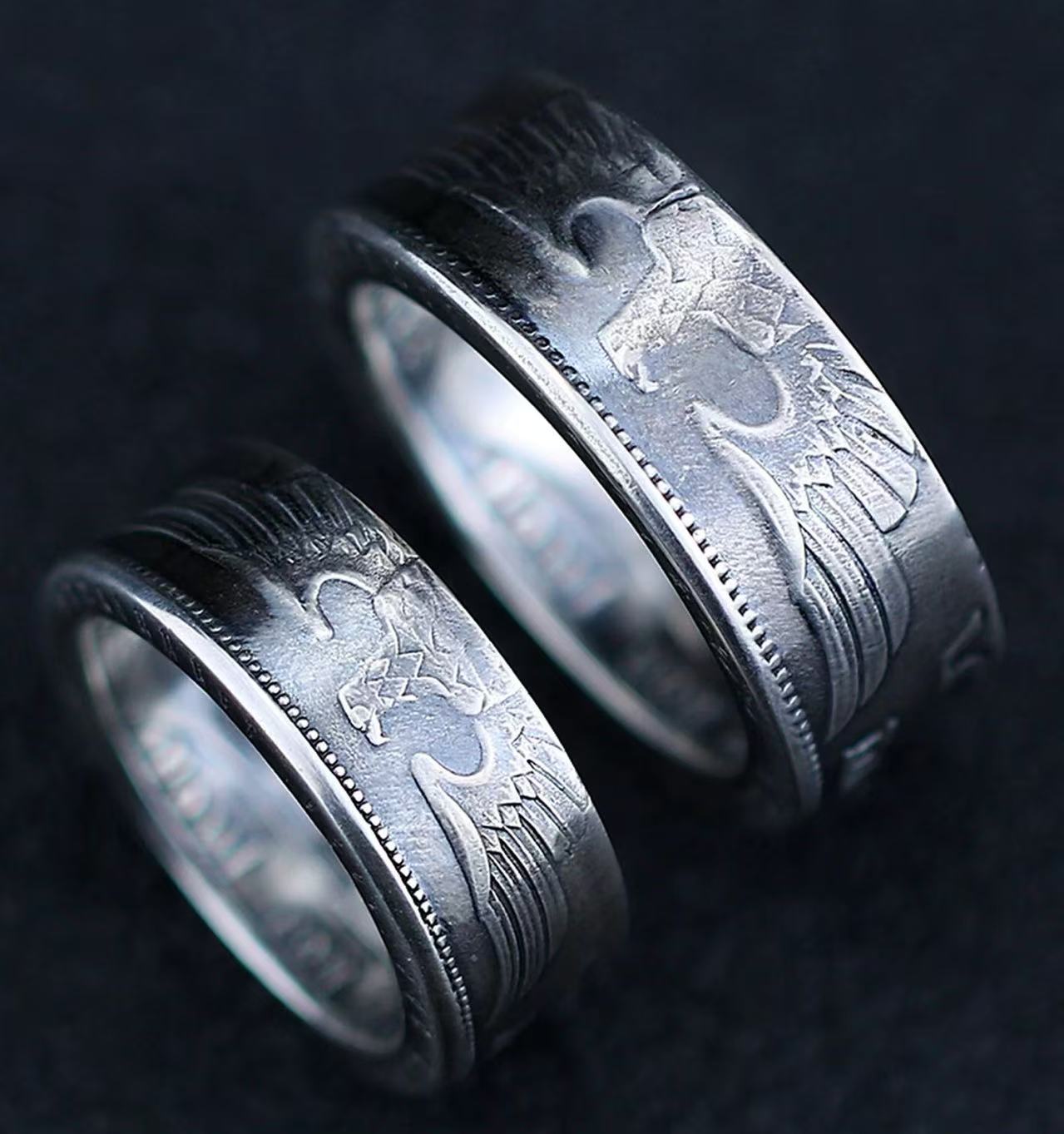 German Mark Silver Coin Ring & Bangle – Adjustable Open Design