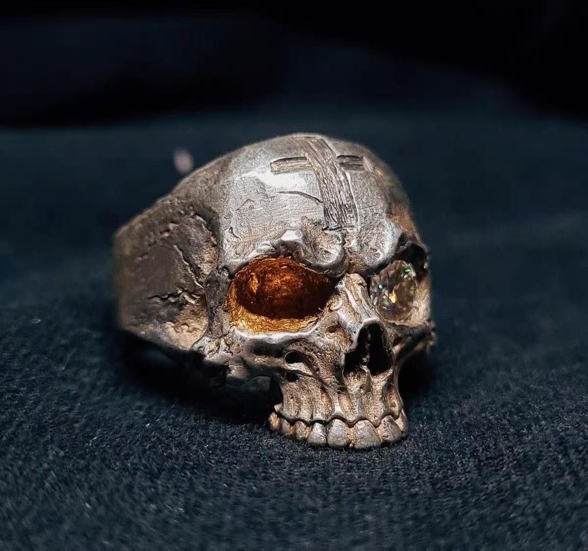Original handmade silver skull ring for men