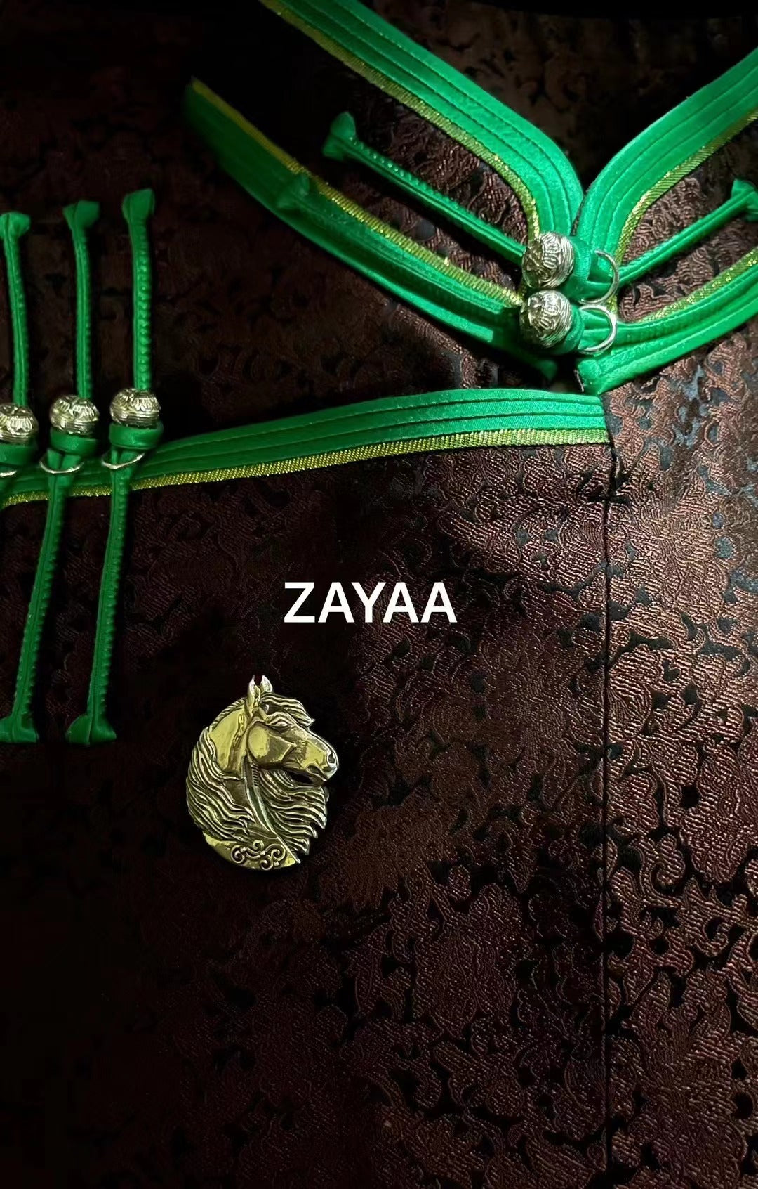 Mongolia Jewelry - White Horse Brooch(Zayaa Handmade Sterling Silver)