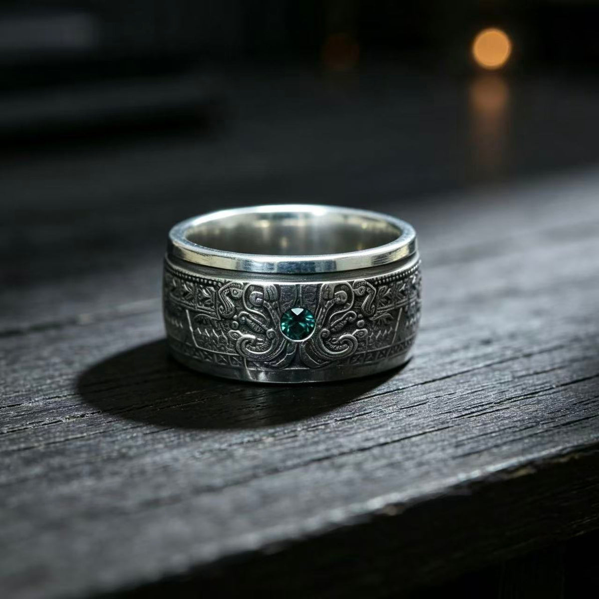 999 Pure Silver Mexican Aztec Coin Ring – 1/10 Ounce Fine Silver Vintage Coin Band