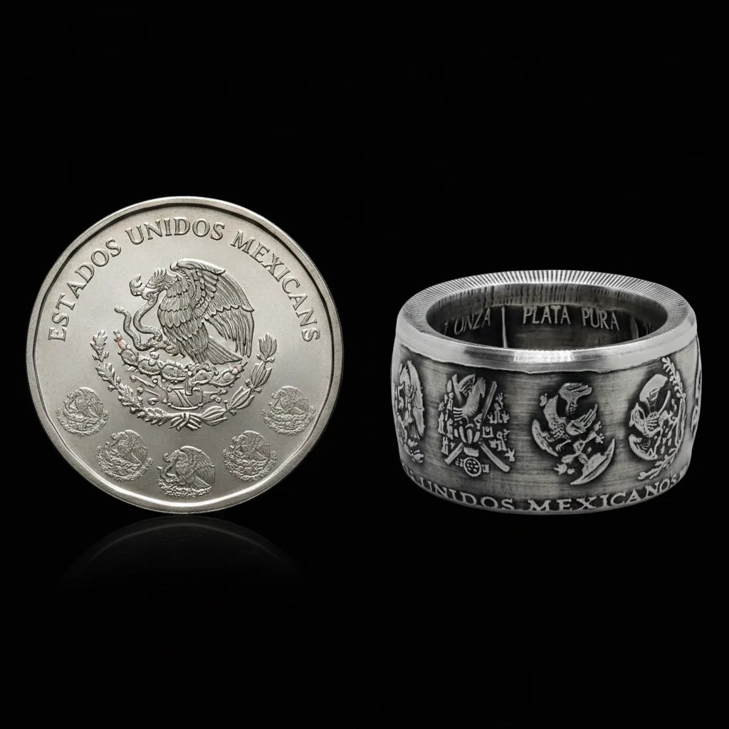 Mexican Silver Libertad Coin Ring | 1 oz Plata Pura | Handcrafted