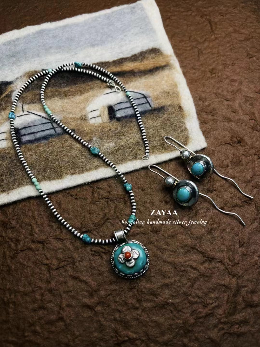Mongolia Jewelry - Glaze Realm(Coral and Sterling Silver)