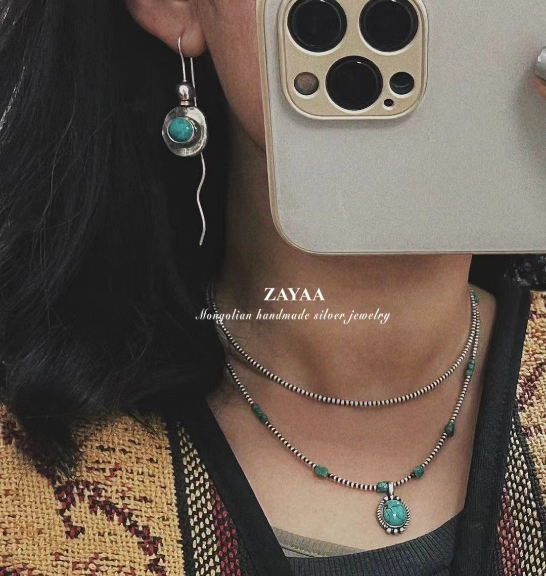 Mongolia Jewelry - Glaze Realm(Coral and Sterling Silver)