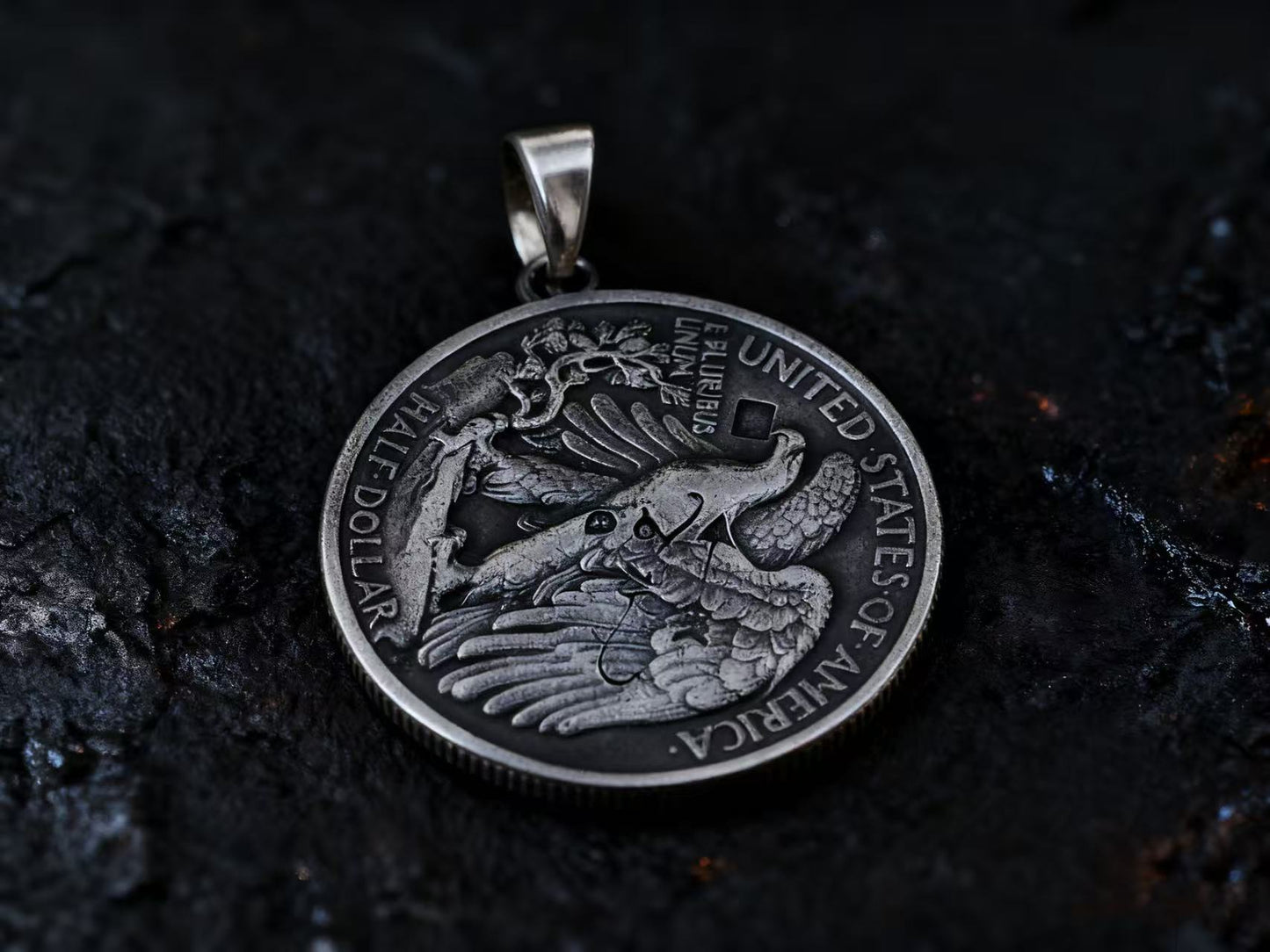 Walking Liberty Silver Coin Necklace (Chain included)