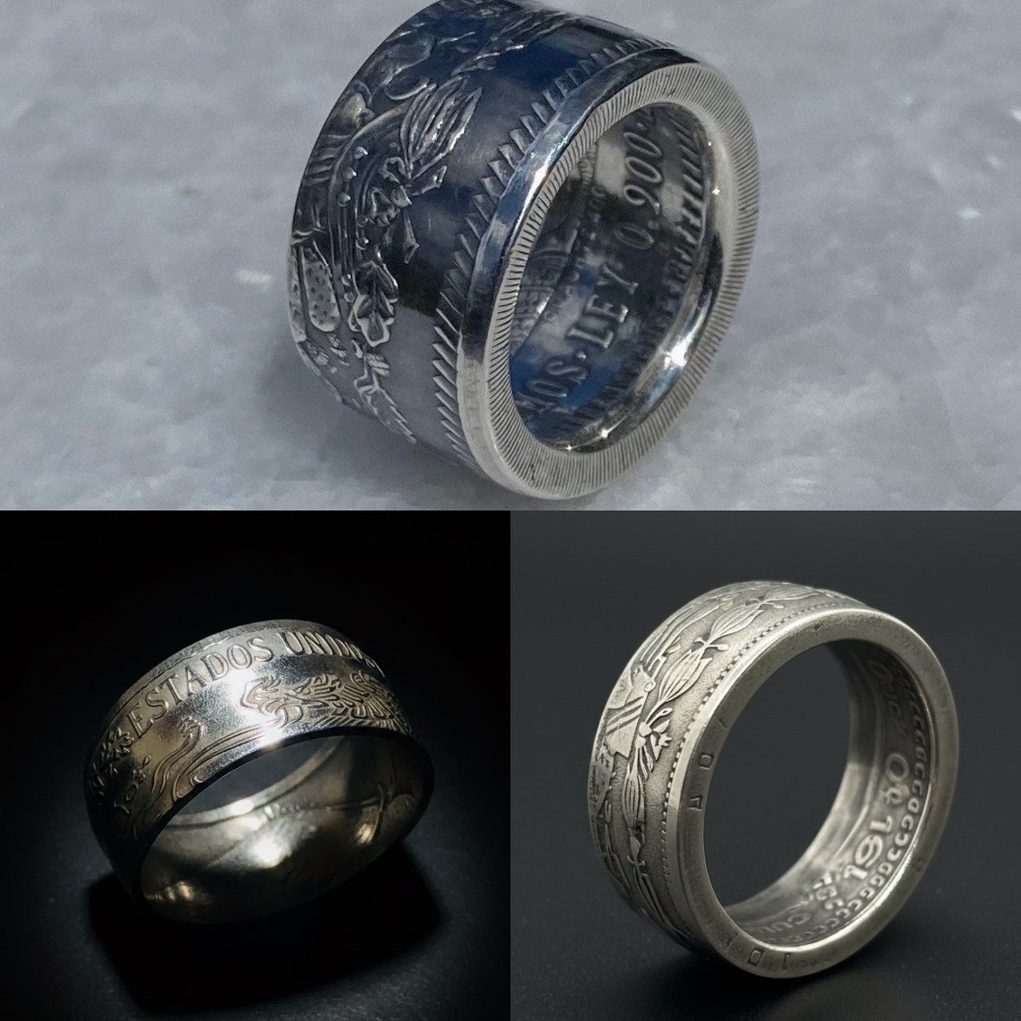 Mexican Cuauhtemoc 5 Peso Silver Coin Ring