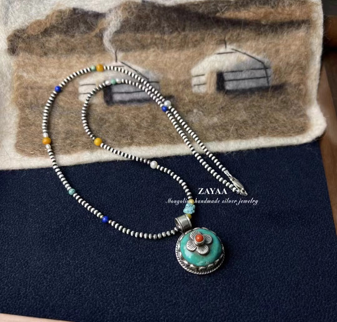 Mongolia Jewelry - Glaze Realm(Coral and Sterling Silver)