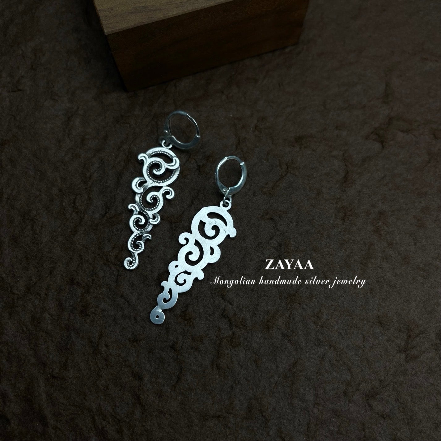 Mongolia Jewelry - Mongolian Traditional Flower Earrings(Zayaa Handmade Sterling Silver)