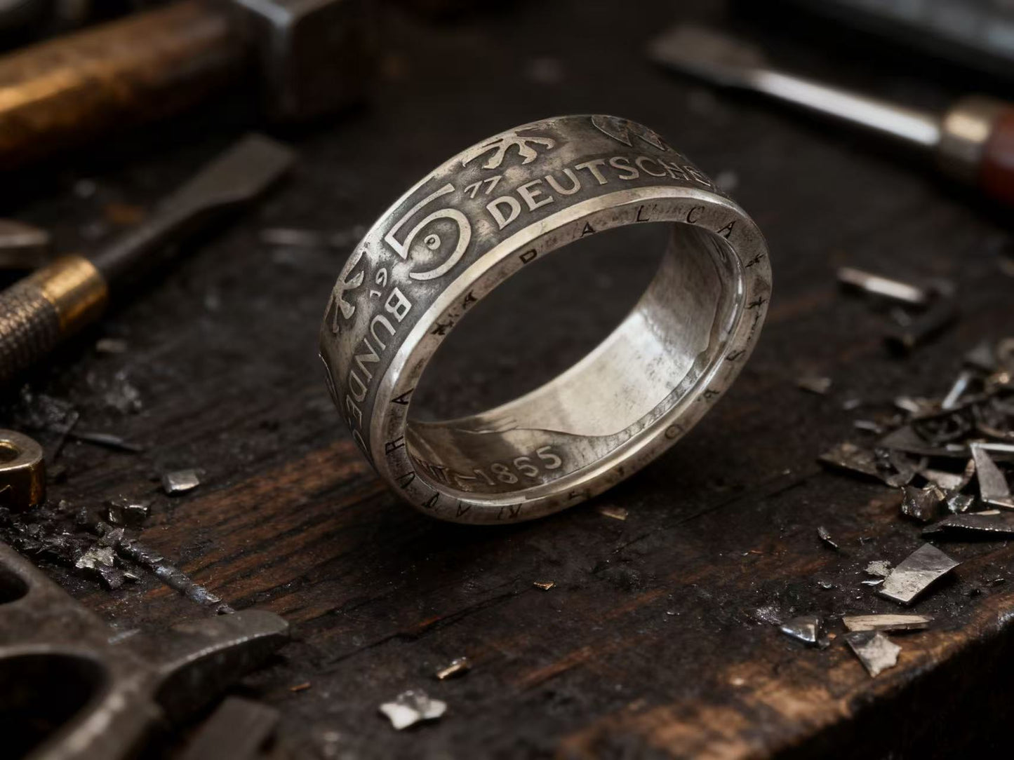 1979 German 5 Mark Silver Coin Ring – Adjustable Open Design | One Size Fits Most