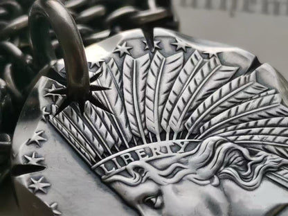 Statue of Liberty Indian Head Ten Dollar Necklace (Chain included)