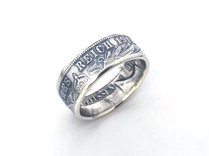 Drei Mark Coin Ring - German Empire Silver 3 Marks - Deutschland - Deutsches Reich - Prussia