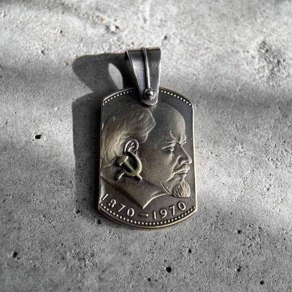 Lenin Centennial Commemorative Silver Coin Necklace (Chain included)