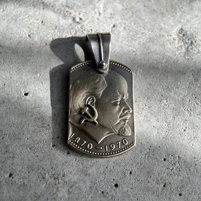 Lenin Centennial Commemorative Silver Coin Necklace (Chain included)