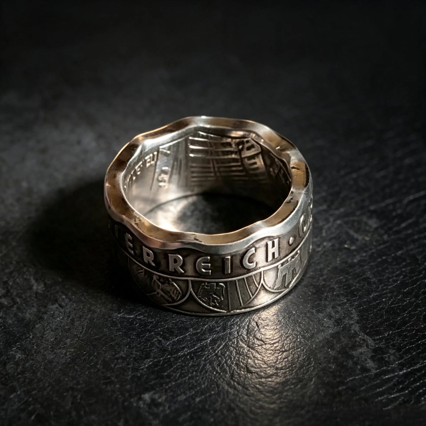 Handmade Coin Ring | Austria 2006 EU Presidency 5 Euro Silver Nonagon Coin Ring