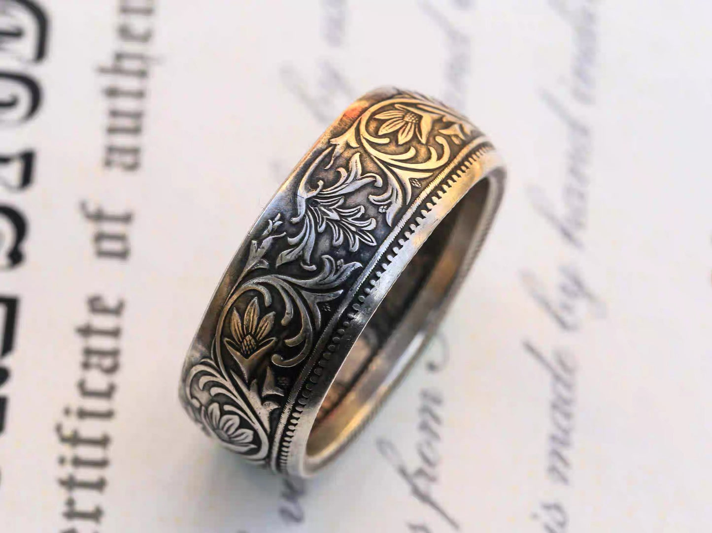 Indian Floral Queen Edition Silver Coin Ring – Adjustable Open Design | One Size Fits Most