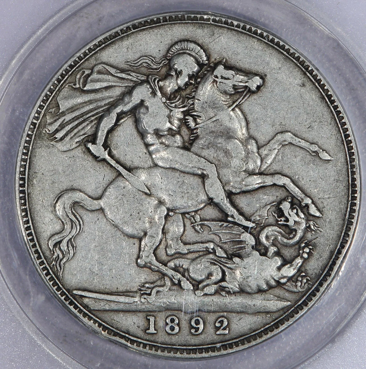 Queen Victoria Jubilee Head 1 Crown Silver Coin, 1887–1892 St George & the Dragon