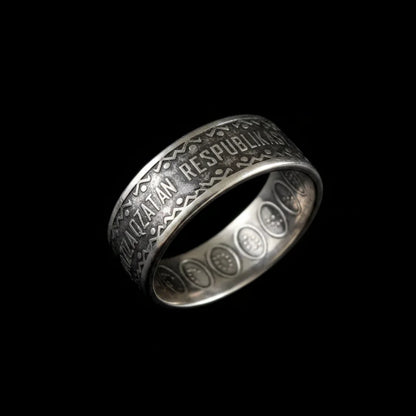 Samruk Coin Ring-Kazakhstan 100 Tenge Handcrafted Silver Ring