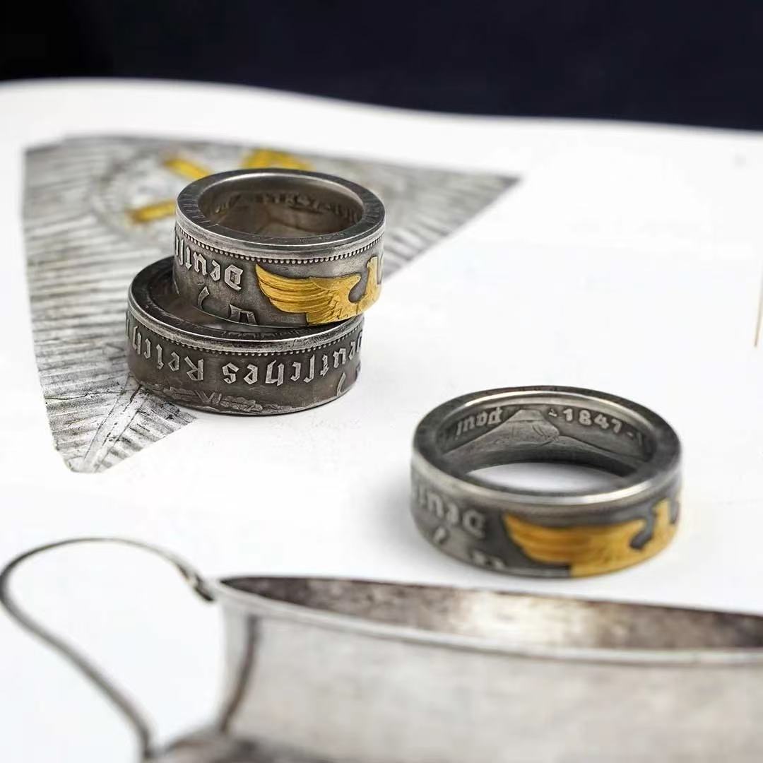 German Mark Silver Coin Ring & Bangle – Adjustable Open Design