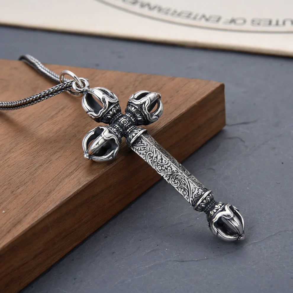 Cross Vajra Pestle Dharma Pendant (Chain included)