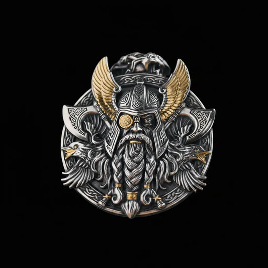 Necklace featuring a portrait of Odin the All-Father- crafted from an antique silver coin