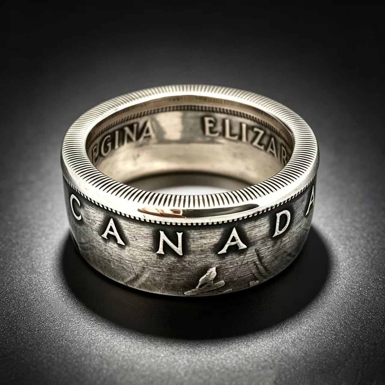 Handmade 1959 Canada Voyageur Silver Dollar Coin Ring