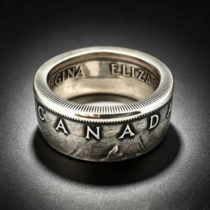 Handmade 1959 Canada Voyageur Silver Dollar Coin Ring