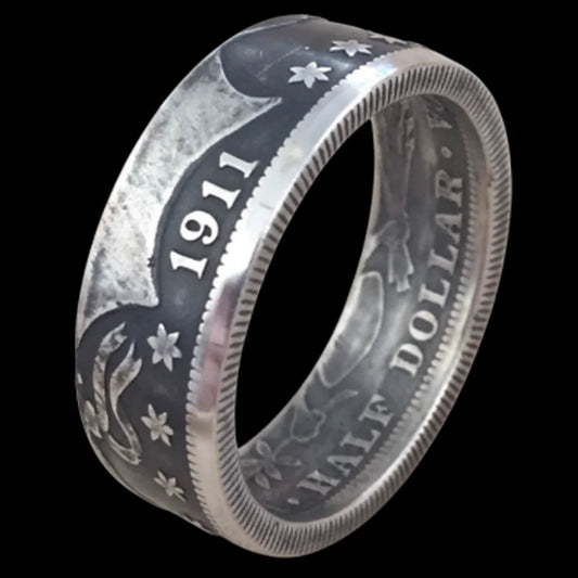 1911 Barber Quarter Dollar Coin Ring | Hand-Forged U.S. Silver Coin Ring