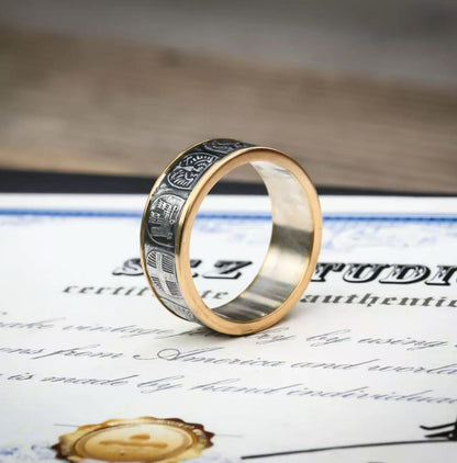 Austrian Shield Emblem Silver Coin Ring – Adjustable Open Design | One Size Fits Most