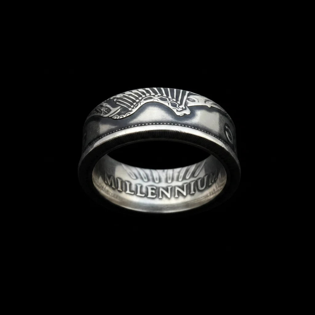 🇮🇪Ireland Viking Coin Ring | Celtic Harp | Handmade Silver | Silvermith