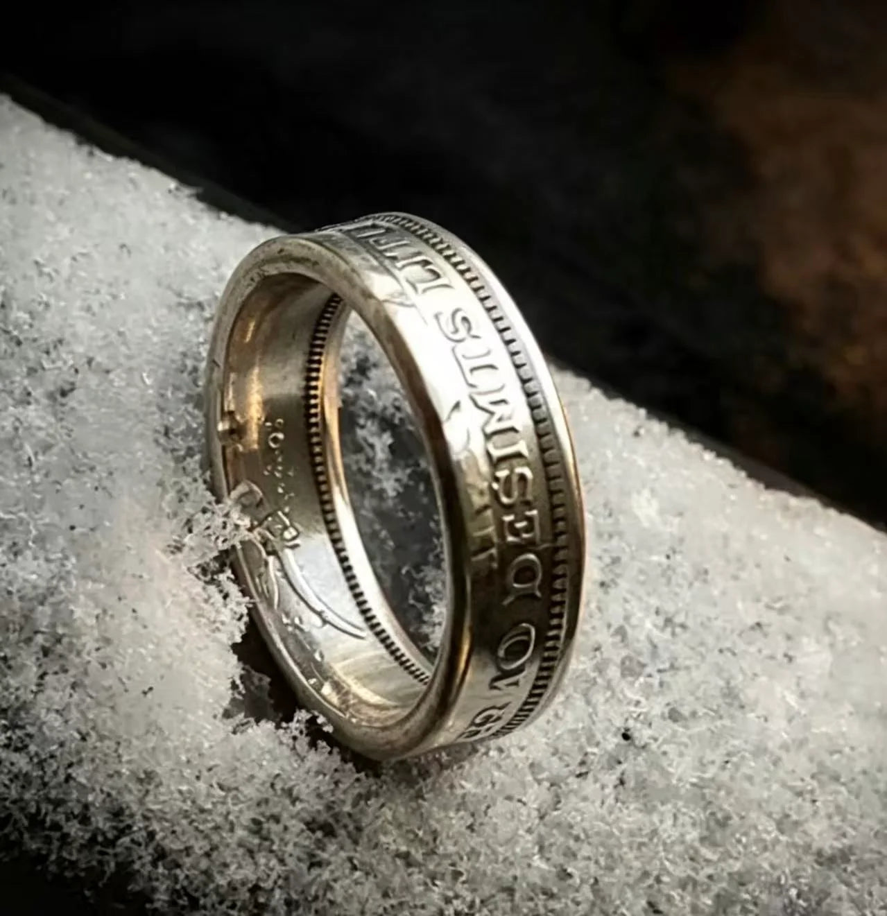 Hand Forged 1936 Lithuania 10 Litu 750 Silver Coin Ring