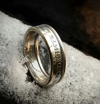 Hand Forged 1936 Lithuania 10 Litu 750 Silver Coin Ring
