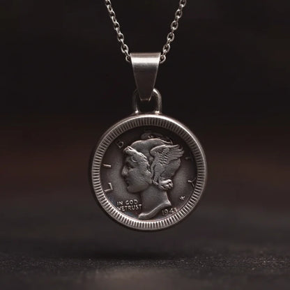 Mercury Winged Statue of Liberty Necklace