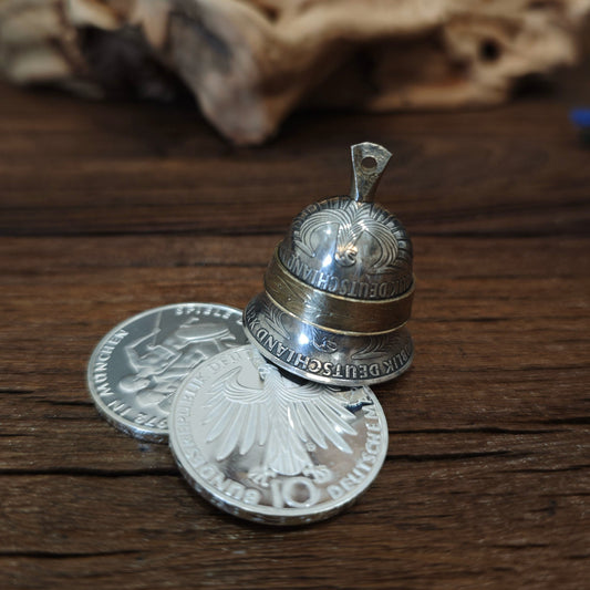 Mongolian Pendant - German Coin Bell Pendant Pendant, Charm or Keychain