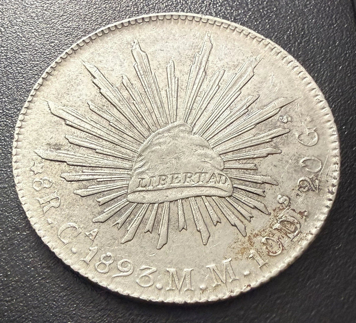 1889–1897 Mo-AM Mexico 8 Reales Cap & Rays Silver Eagle Dollar