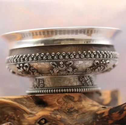 Mongolian Sterling Silver Bowl - Dragon Pattern