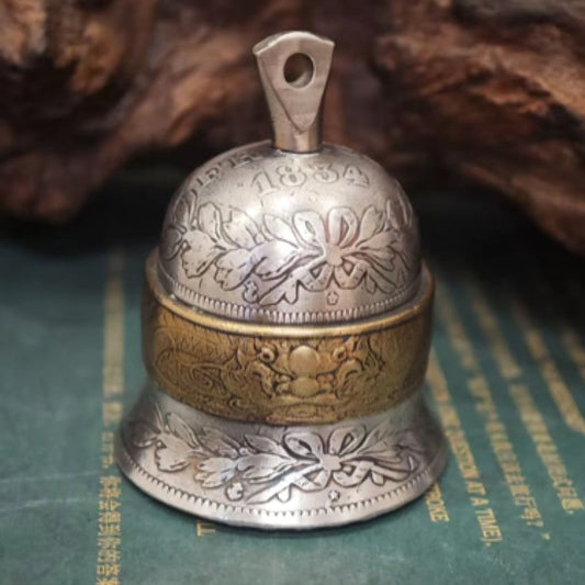 Mongolian Pendant - French 5 Franc Coin Bell,Echoes of Elegance