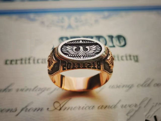 Hand-carved eagle ring – Adjustable Open Design | One Size Fits Most