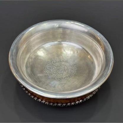 Mongolian Sterling Silver Bowl - Four Joys