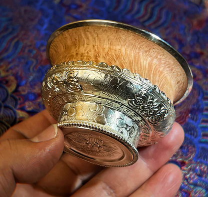 Mongolian Sterling Silver Bowl - Eight Treasures