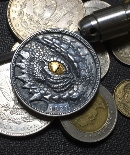 Mongolia Carving - Eye of the Dragon Wandering Coin