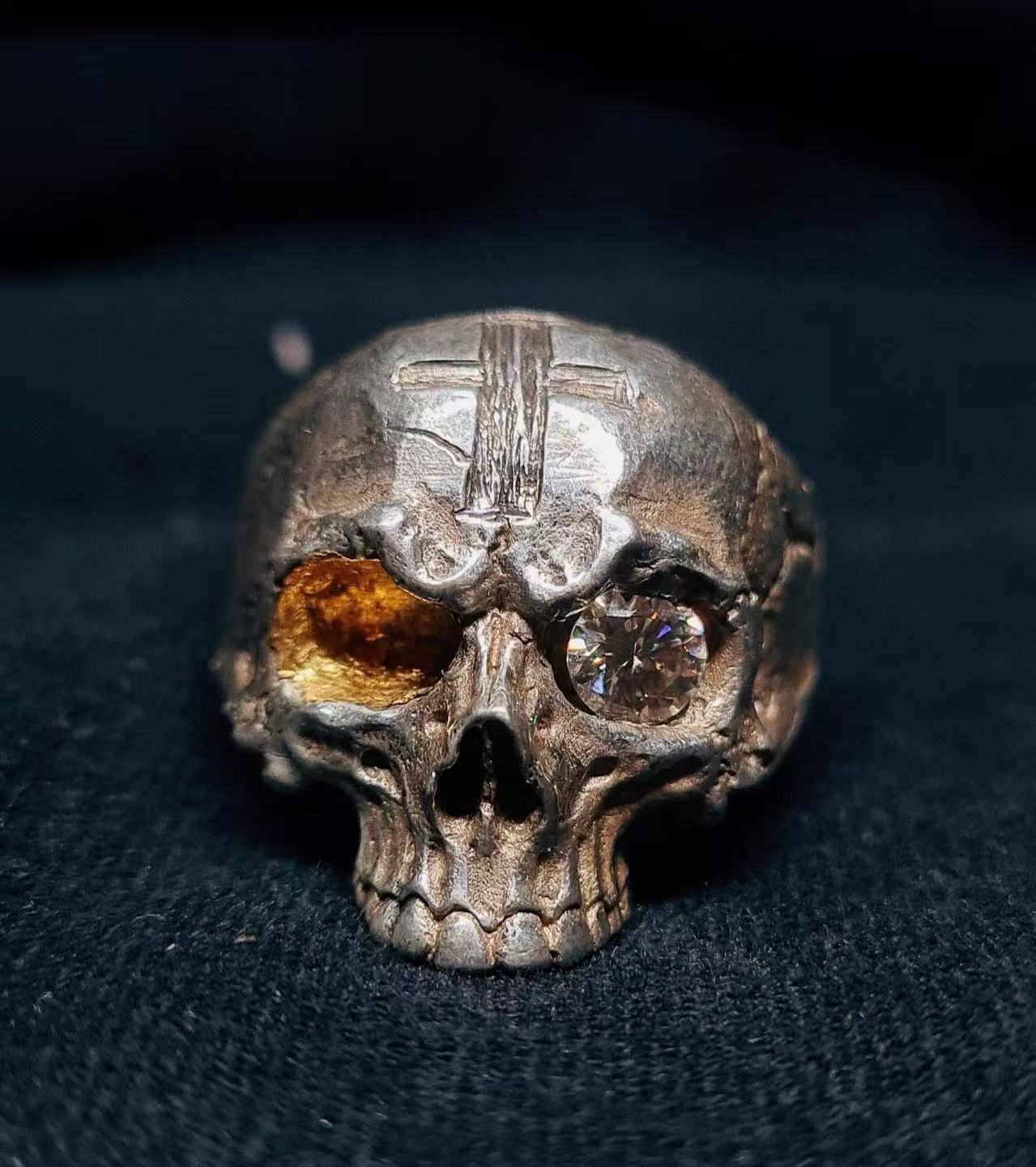 Original handmade silver skull ring for men