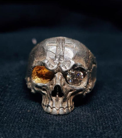 Original handmade silver skull ring for men