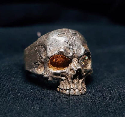 Original handmade silver skull ring for men