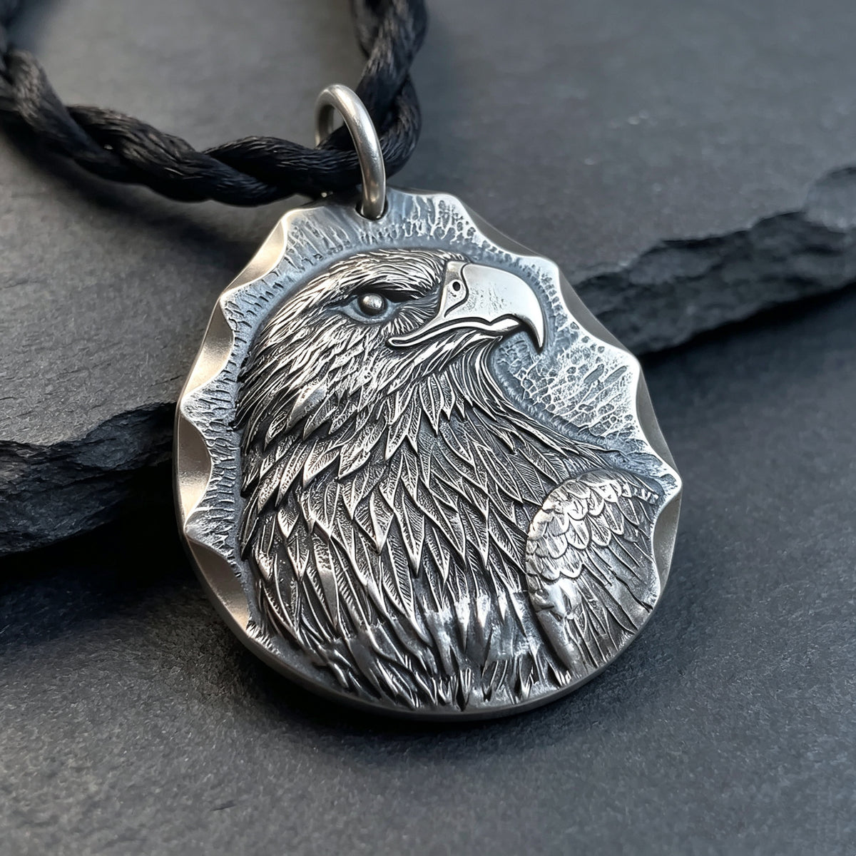 999 Sterling Silver American Eagle Pendant—Handcrafted with Necklace