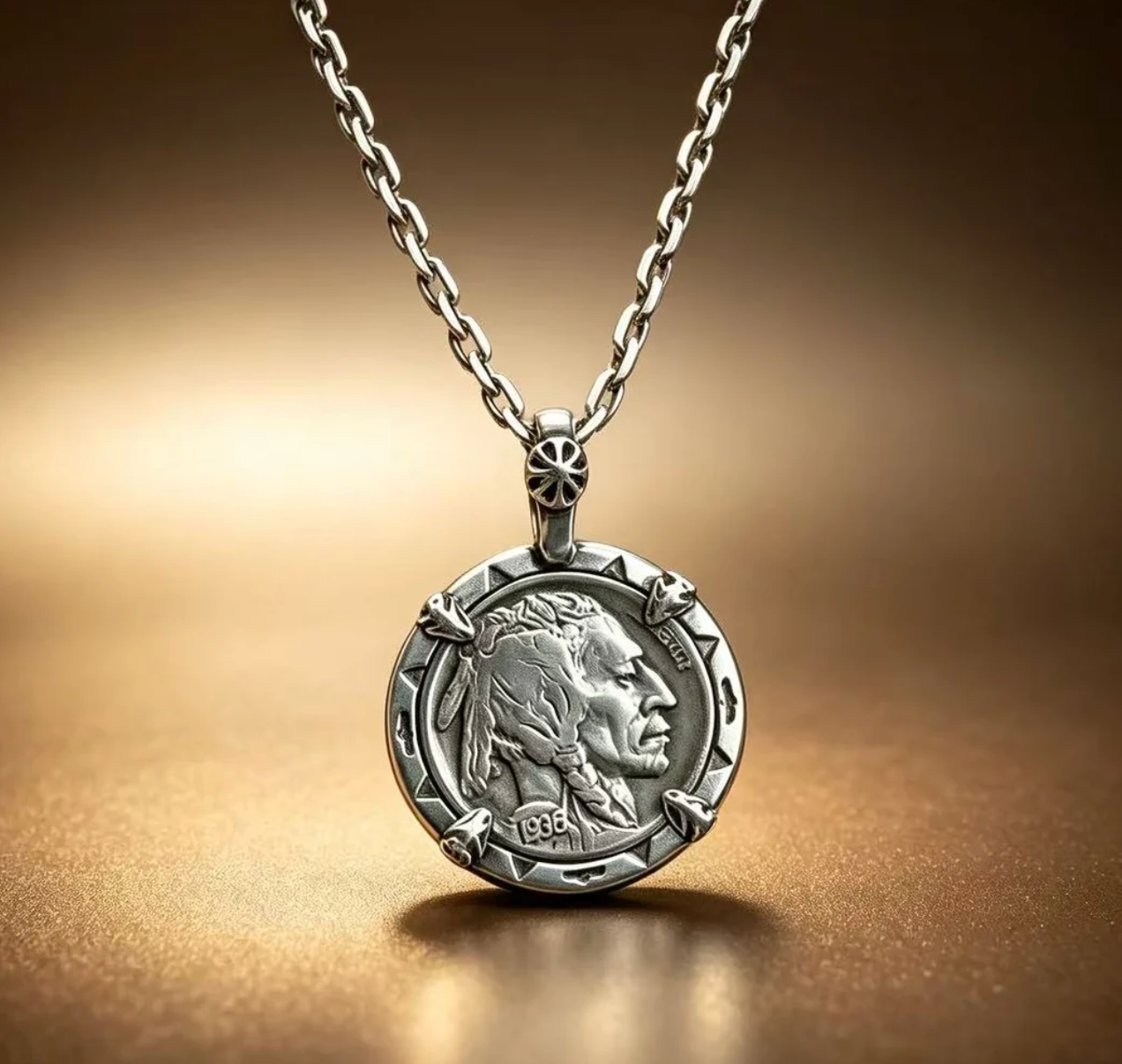 Winged Mercury /Indian Buffalo Nickel Vintage Coin Pendant