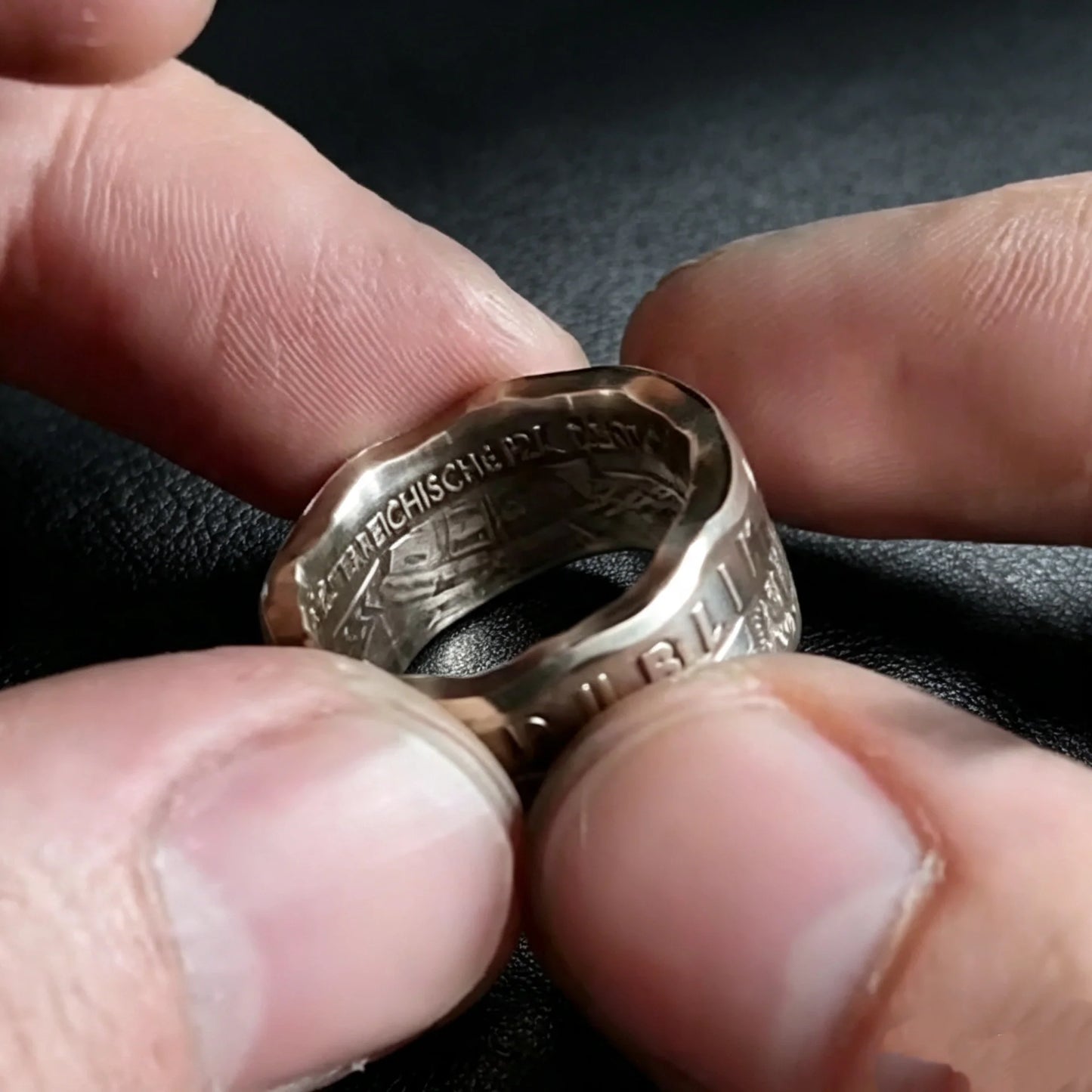 Handmade Coin Ring | Austria 2006 EU Presidency 5 Euro Silver Nonagon Coin Ring