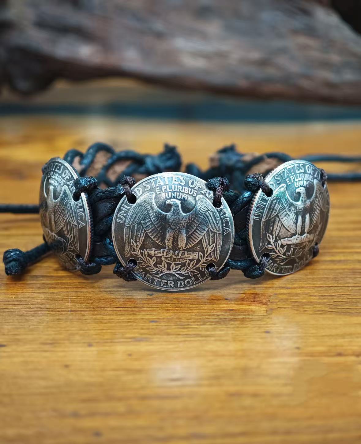 Washington Silver Coin Vintage Leather Bracelet